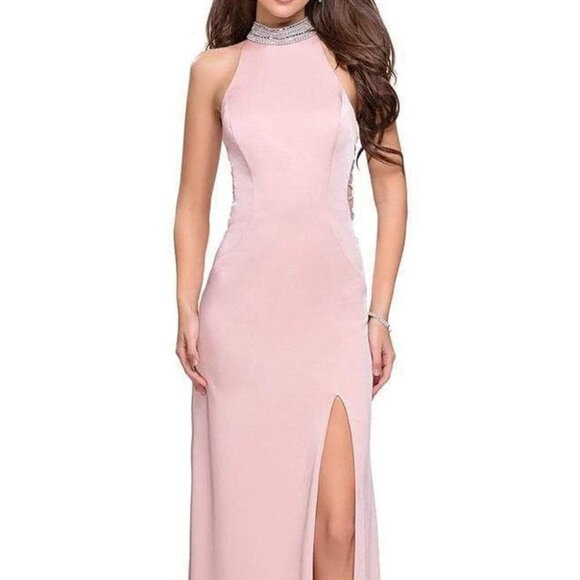 NWT La Femme 25767SC Jersey Prom Dress Blush Size 2 - Picture 1 of 7